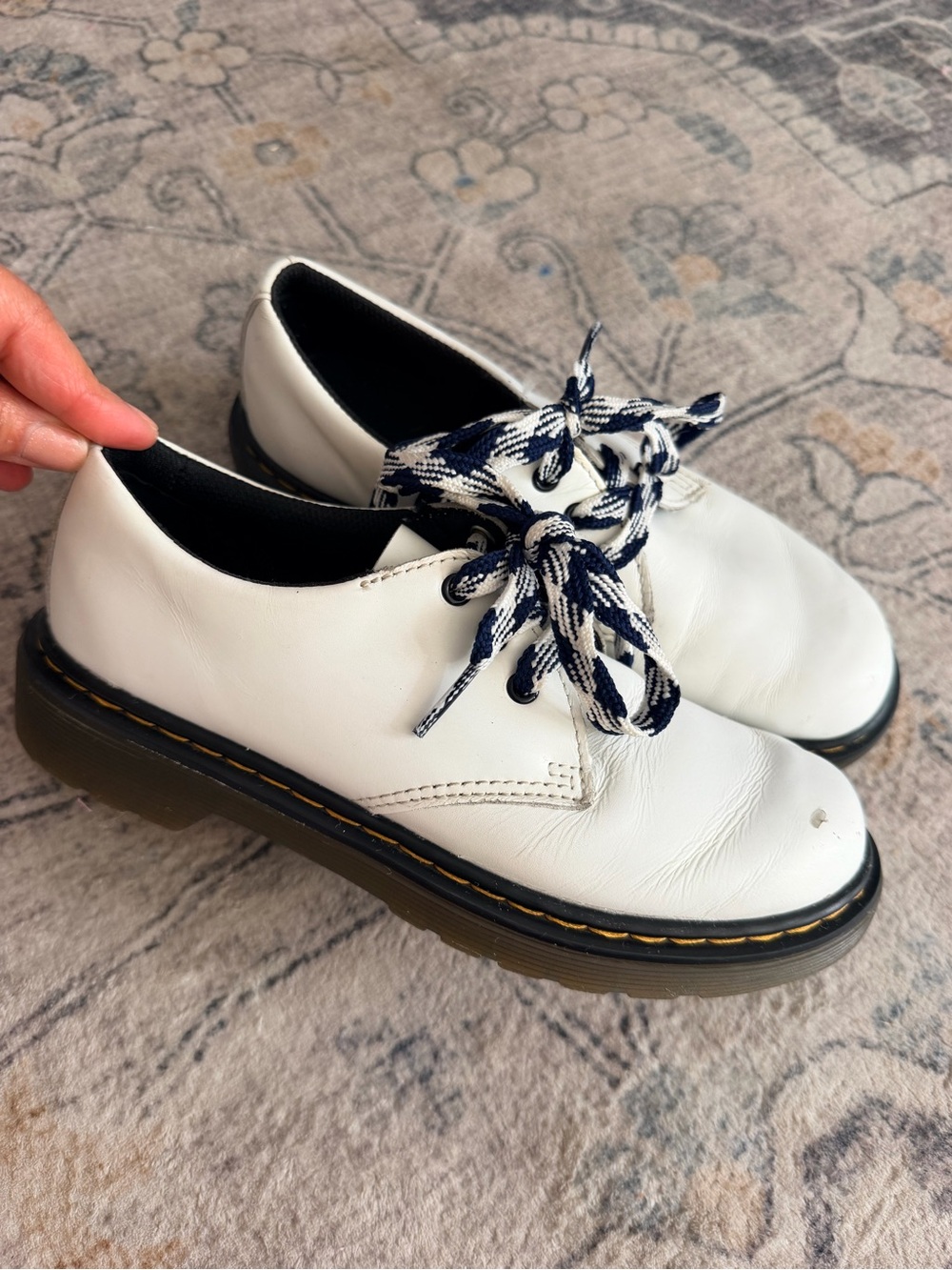 Dr Marten White Leather Platform Oxford Shoes with black Laces